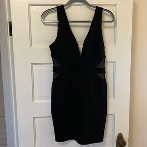 Lulus sheer, deep v mini dress